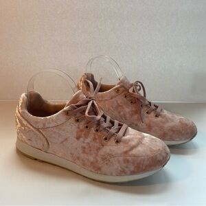 Topshop Pink Crushed Velvet Sneakers NWOT